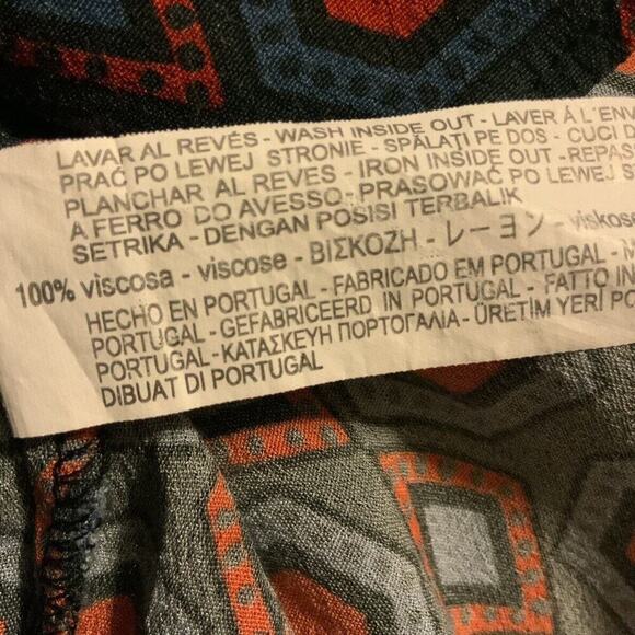 Zara Womens Multicolor Geometric Ruffle V Neck Balloon Sleeve Blouse Top Small - Picture 7 of 7